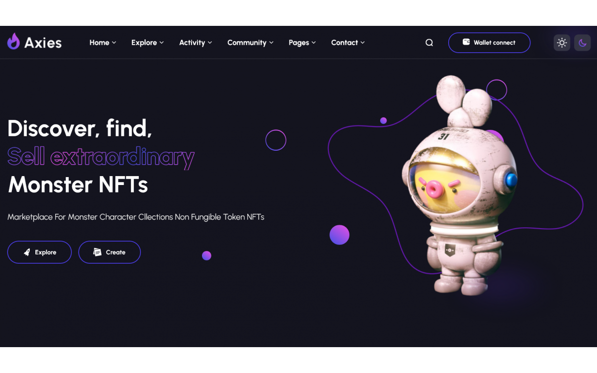 Axies — HTML-шаблон NFT Marketplace